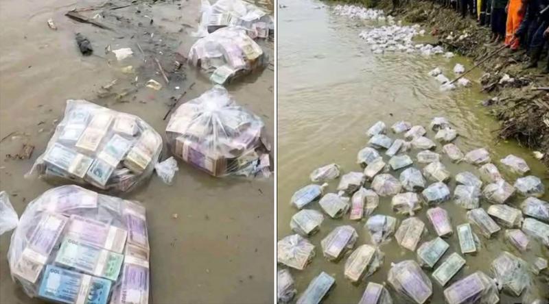 নদীতে ভাসমান টাকার ছবিটি এআই দিয়ে তৈরি