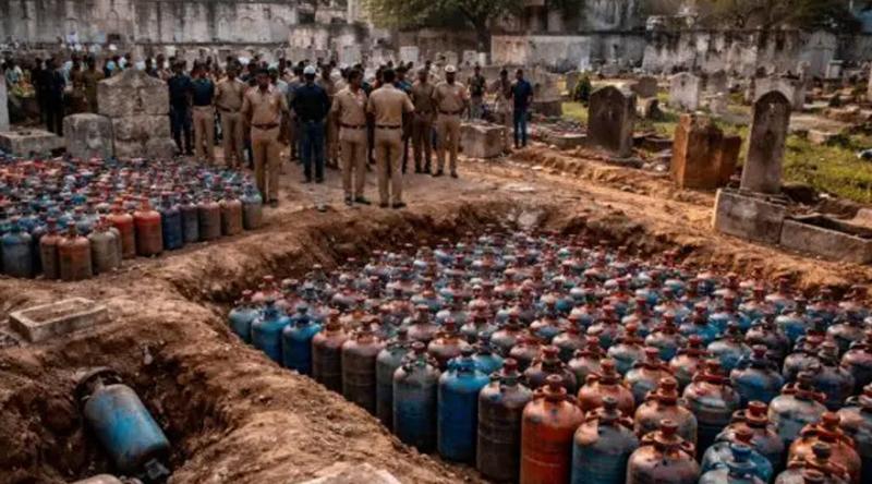 ভারতে কবরস্থান থেকে ৪১৪ গ্যাস সিলিন্ডার উদ্ধার, গ্রেপ্তার ১০