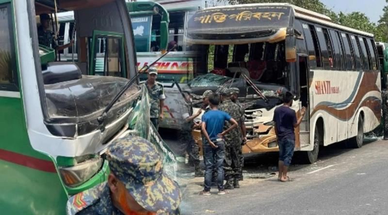 কুমিল্লায় আনসার বহনকারী তিন বাসের সংঘর্ষে আহত ৭