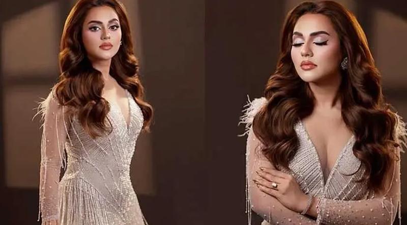 সিলভার গাউনে গ্ল্যামারাস লুকে ফারিয়া