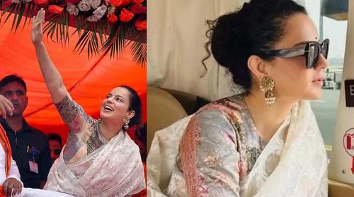 এতিহ্যবাহী জামদানি শাড়িতে রাজনৈতিক প্রচারে কঙ্গনা