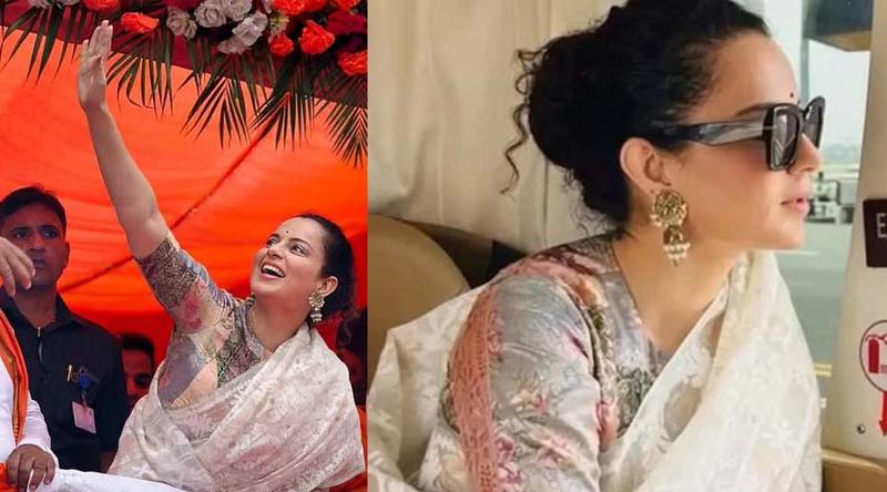 এতিহ্যবাহী জামদানি শাড়িতে রাজনৈতিক প্রচারে কঙ্গনা