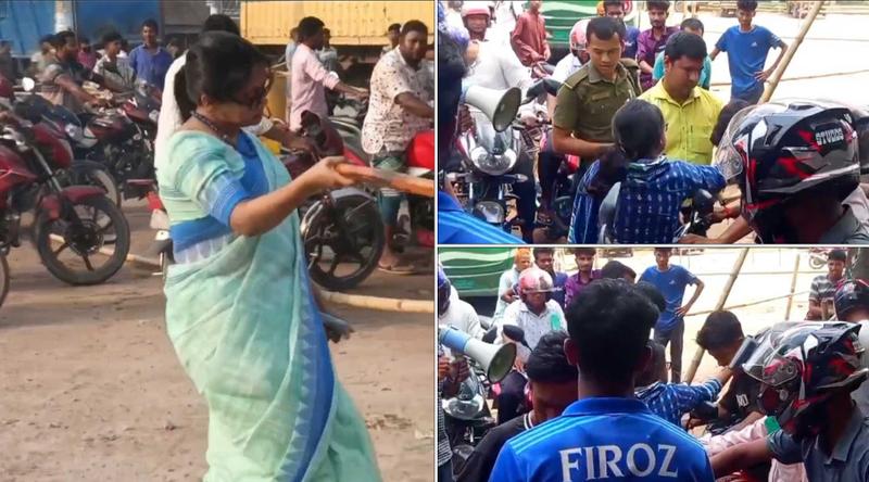 পাম্পে লাঠি হাতে ইউএনও, বাইকারকে কষে থাপ্পড় মারার অভিযোগ