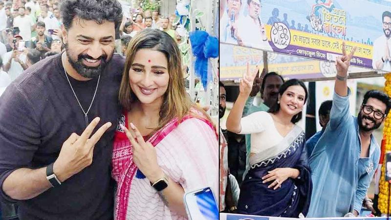 নির্বাচনে প্রচারে সায়ন্তিকার সঙ্গী দেব, রাজের সমর্থনে শুভশ্রী