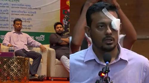 অনুষ্ঠানে বক্তব্যের আগে চোখে প্রতীকী ব্যান্ডেজ বাঁধলেন নাসীরুদ্দীন পাটওয়ারী