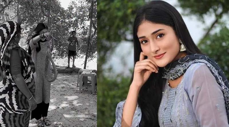 জ্যান্ত সাপ হাতে অভিনেত্রী মালাইকা!