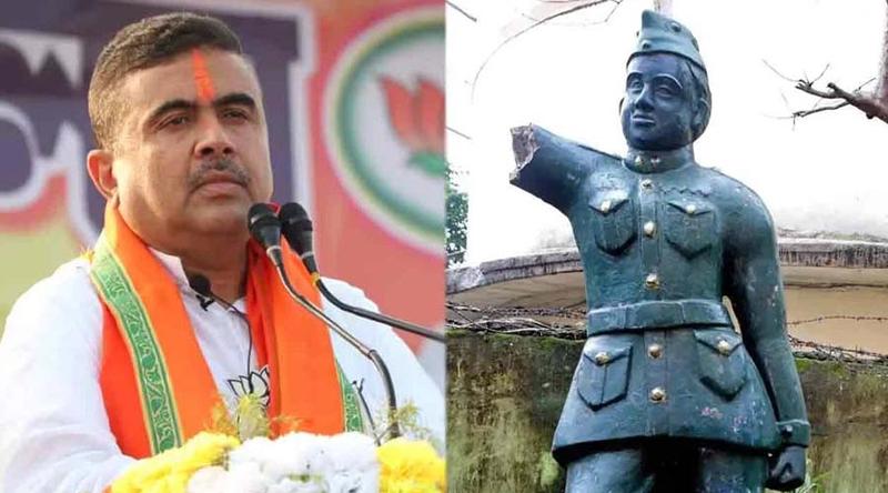 শুভেন্দুর সতর্কবার্তার পরই নেতাজি সুভাষচন্দ্র বসুর ভাস্কর্য ভাঙচুর!
