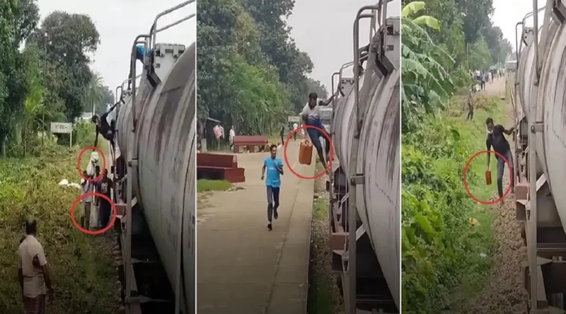 রাজশাহীতে চলন্ত ট্রেনের ওয়াগন থেকে তেল চুরি, ভিডিও ভাইরাল