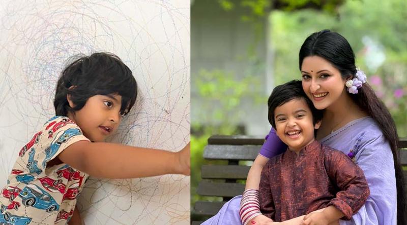 দেয়ালজুড়ে ছেলের আঁকিবুঁকি, পরীর কাছে এটাই ‘ছেলেবেলা’