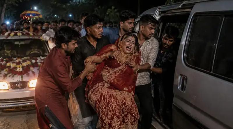 বরযাত্রীর গাড়ি আটকে নববধূকে তুলে নেয় একদল যুবকের