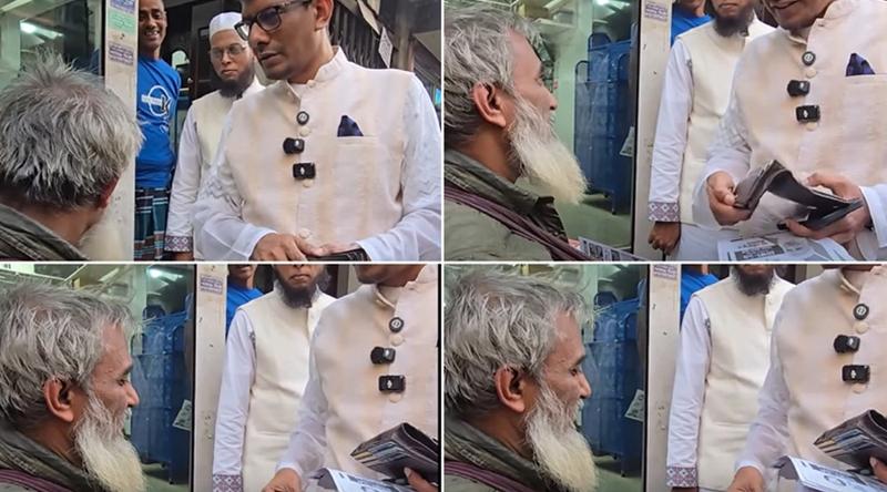 দাঁড়িপাল্লায় ভোট চাওয়ার সময় টাকা বিতরণ, মানবিক উদ্দেশ্যের কথা জানালেন শাহরিয়ার কবির