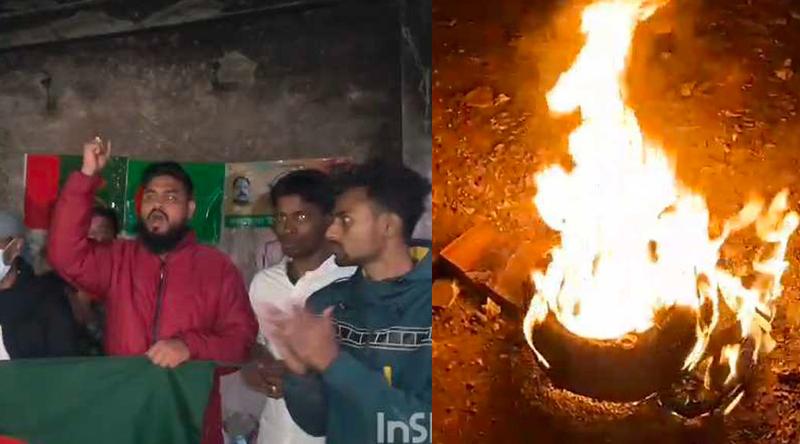 ময়মনসিংহে আওয়ামী লীগের কর্মসূচি , আগুন জ্বালিয়ে বৈষম্যবিরোধীদের বিক্ষোভ