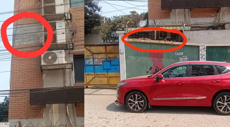 নিকুঞ্জে ডেসকো ভবনের টাইলস ভেঙে পড়ল গাড়িতে, অল্পের জন্য রক্ষা!