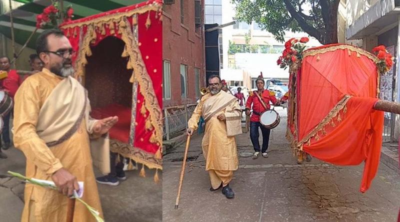 ব্যান্ড পার্টি, পালকি নিয়ে ভোট দিতে এলেন অভিনেতা