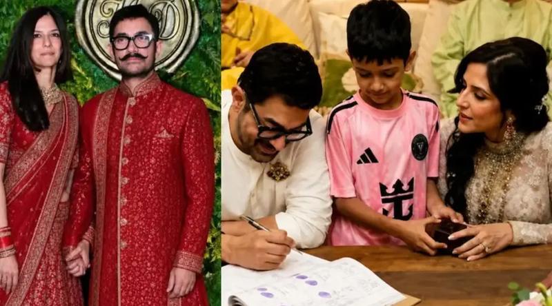 বাবা আমিরের বিয়েতে ইরা, জুনায়েদ ও আজাদ, এক মঞ্চে শাহরুখ, সালমান, আম্বানিসহ  তারকাদের মেলা