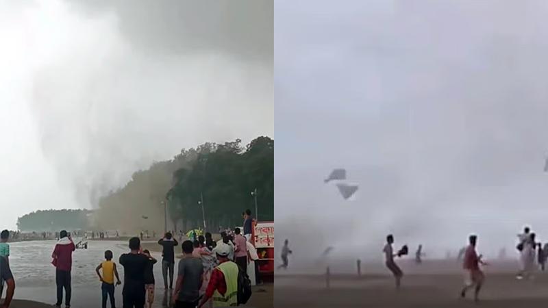 কক্সবাজার সমুদ্রসৈকতে হঠাৎ টর্নেডোর তাণ্ডব, লণ্ডভণ্ড সুগন্ধা পয়েন্ট