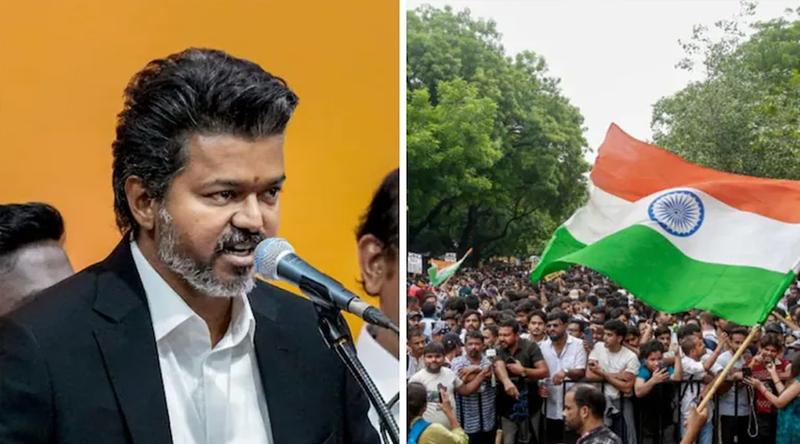 জেন-জি আন্দোলনের মধ্যে অবস্থান স্পষ্ট করল বিজয়ের টিভিকে