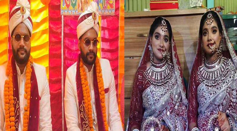 টাঙ্গাইলে যমজ দুই ভাইয়ের সঙ্গে লতা-পাতার বিয়ে