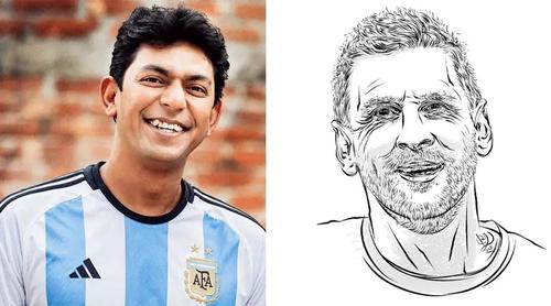 মেসির ছবি এঁকে ভক্তদের মুগ্ধ করলেন চঞ্চল চৌধুরী