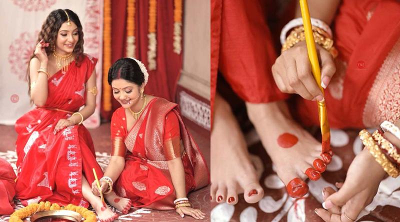 আলতা রাঙা পায়ে নতুন জীবনে অভিনেত্রী অনন্যা গুহ