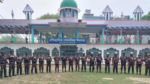 শোলাকিয়ায় ঈদ জামাতের নিরাপত্তায় ৫ প্লাটুন বিজিবি মোতায়েন