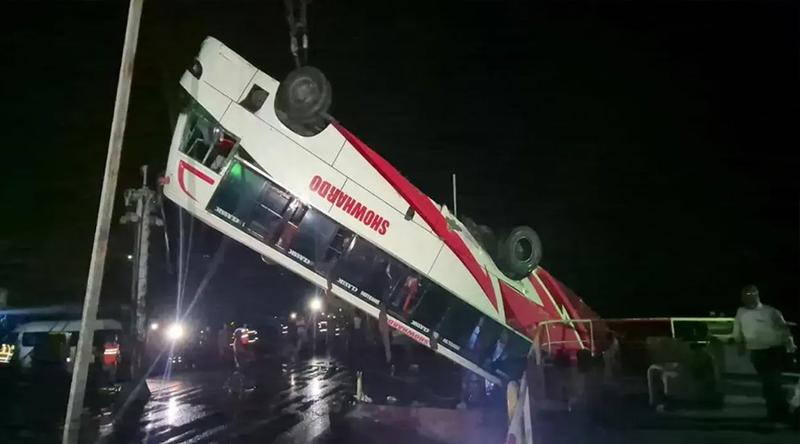 ব্রেক চাপলেও থামেনি পদ্মায় ডোবা বাসটি