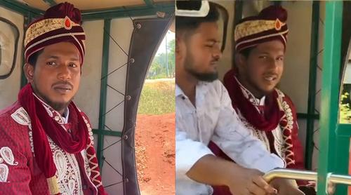 খাগড়াছড়িতে জ্বালানি সংকটে গাড়ি না পেয়ে অটোরিকশায় বরযাত্রা