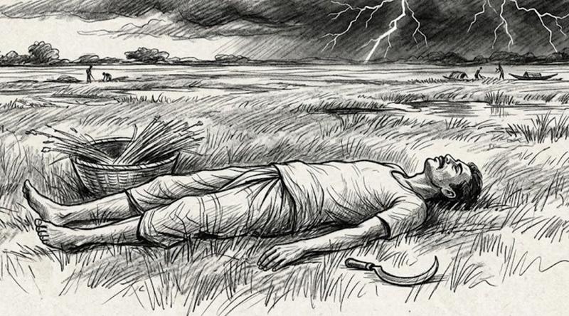 ঘাস কাটতে গিয়ে বজ্রপাতে প্রাণ গেল কৃষকের