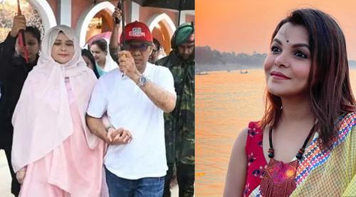স্ত্রীর মাথায় ছাতা ধরলেন তারেক রহমান, কী লিখলেন শাওন?
