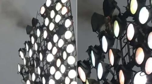মিরপুর স্টেডিয়ামের ফ্লাডলাইটে আগুন