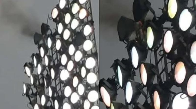 মিরপুর স্টেডিয়ামের ফ্লাডলাইটে আগুন