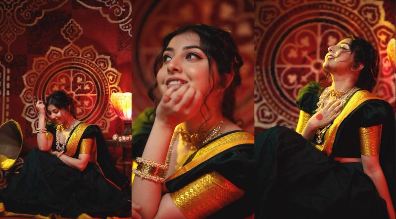 ক্লাসিক লুকে মুগ্ধতা ছড়ালেন পড়শী