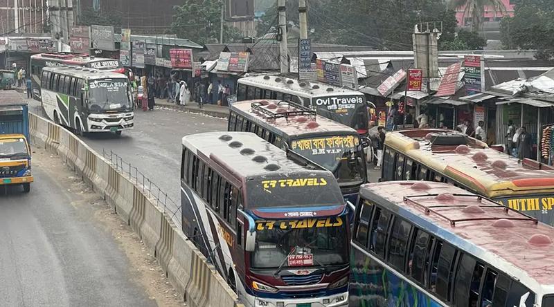 গাজীপুরের চন্দ্রা এলাকার অর্ধশতাধিক বাস কাউন্টার বন্ধের নির্দেশ