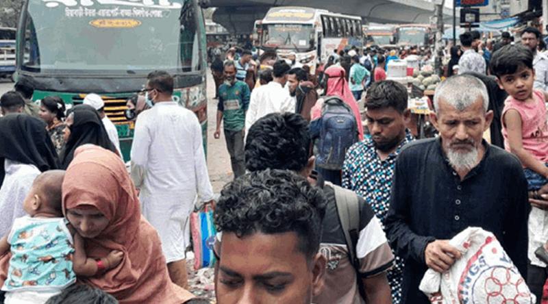 ঈদের দ্বিতীয় দিনেও ঢাকা ছাড়ছেন ঘরমুখো মানুষ