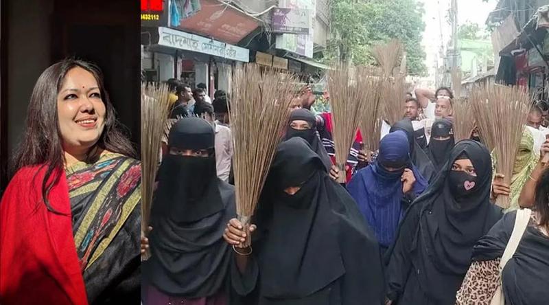 আশুগঞ্জে রুমিন ফারহানাকে অবাঞ্জিত ঘোষণা করে বিএনপির ঝাড়ু মিছিল