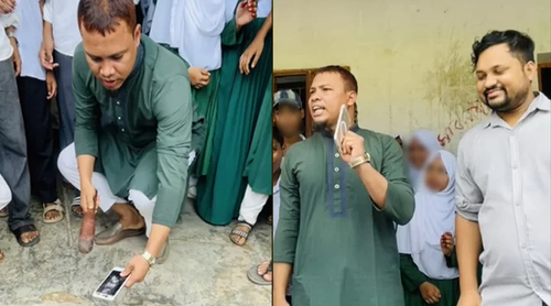 নিষেধাজ্ঞা অমান্য করায় শিক্ষার্থীর মোবাইল হাতুড়ি দিয়ে ভাঙলেন শিক্ষক